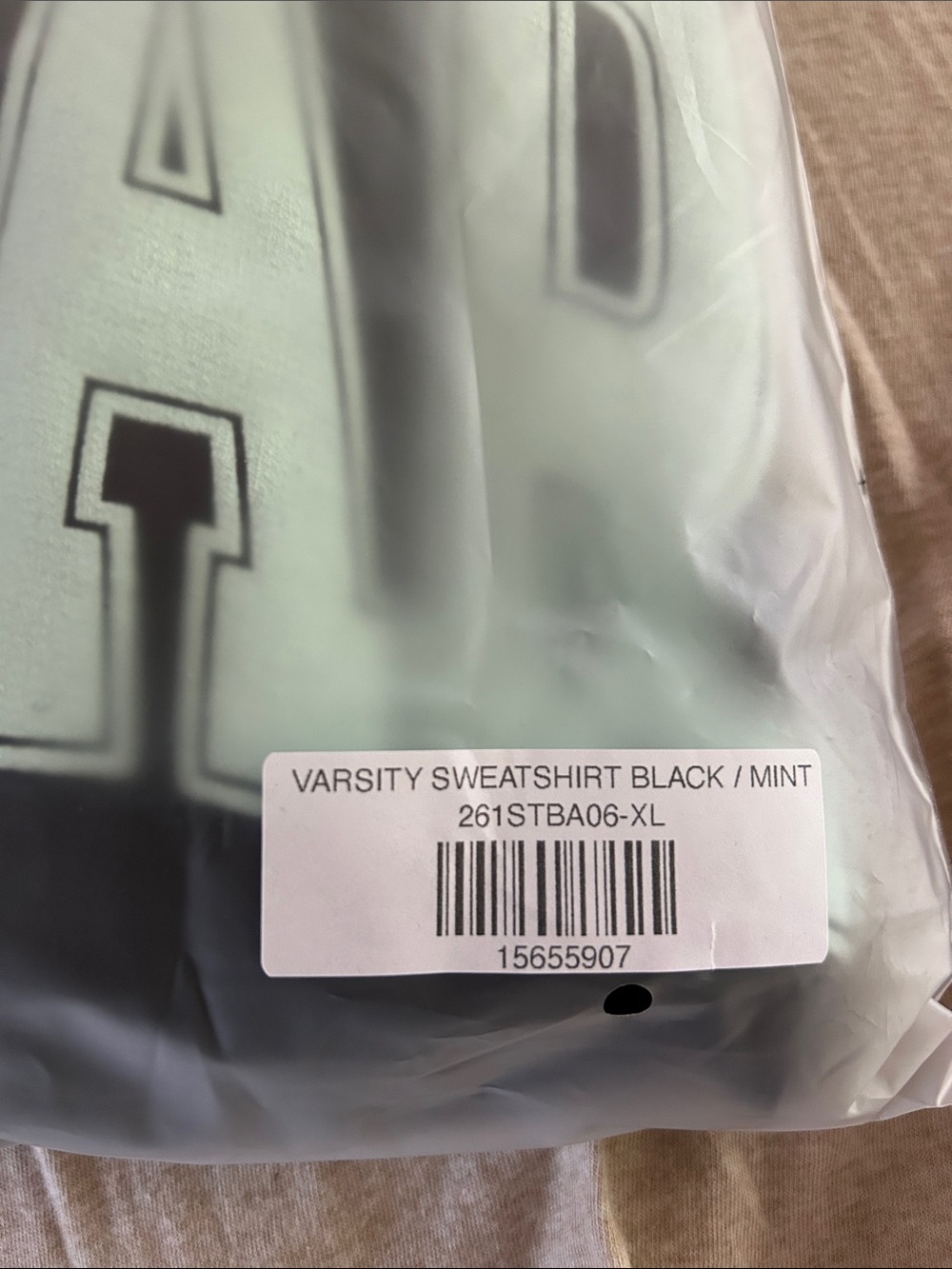 NWT The Bar Varsity Sweatshirt in Black/Miami Mint - Picture 9 of 11